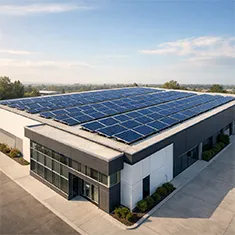 Solar panels installed on a commercial rooftop in Rockingham
