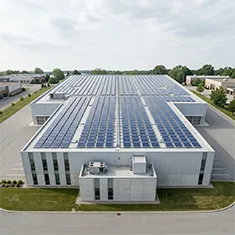 Solar panels arranged on a flat commercial rooftop in Joondalup
