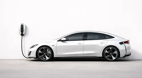 EV charger mounted on an exterior wall of a Joondalup house with cable connected to a car