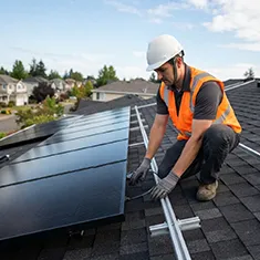 Technician carrying out solar system maintenance in Landsdale